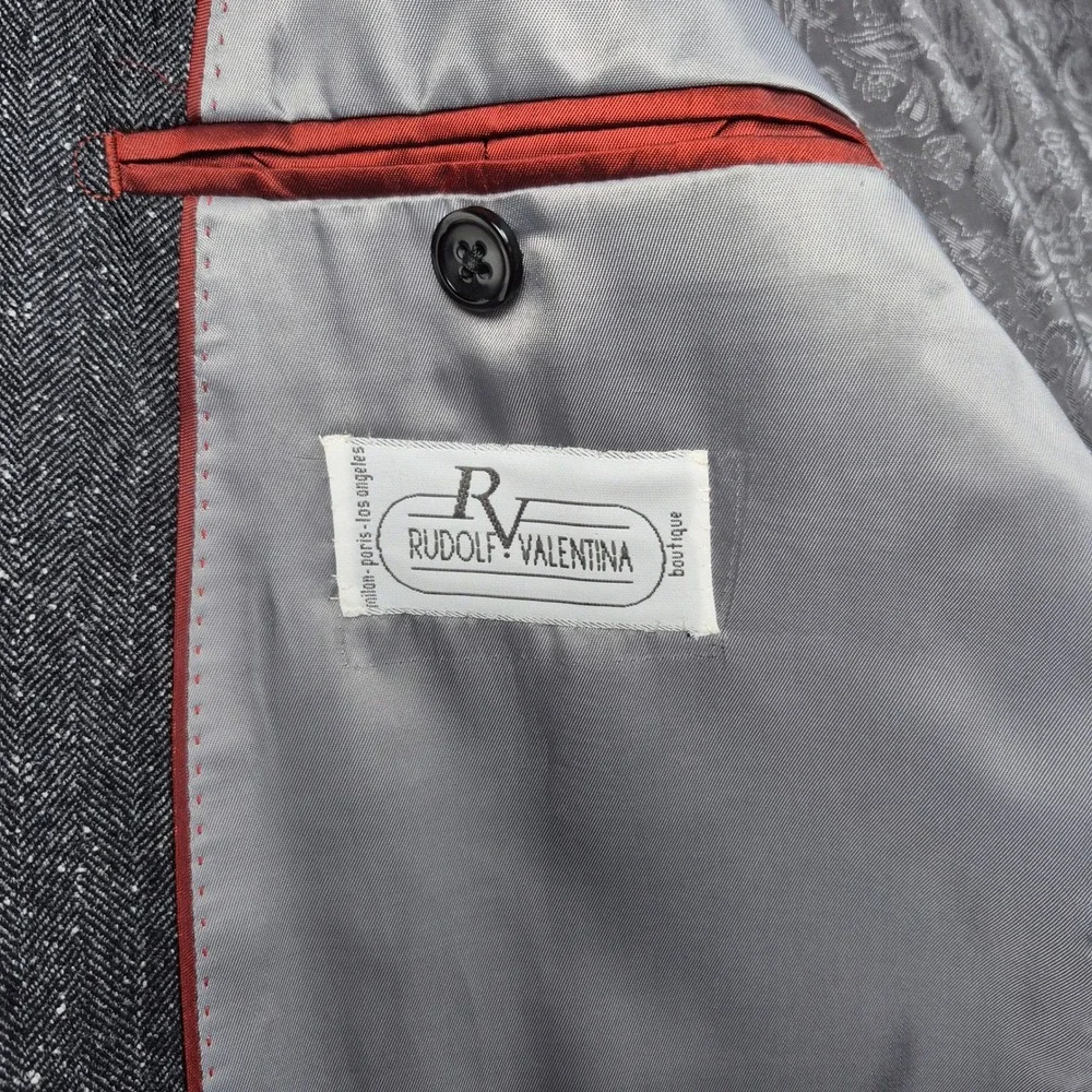 Rudolf Valentina Vitale Barberis Canonico Wool Silk Herringbone Blazer 42R Gray